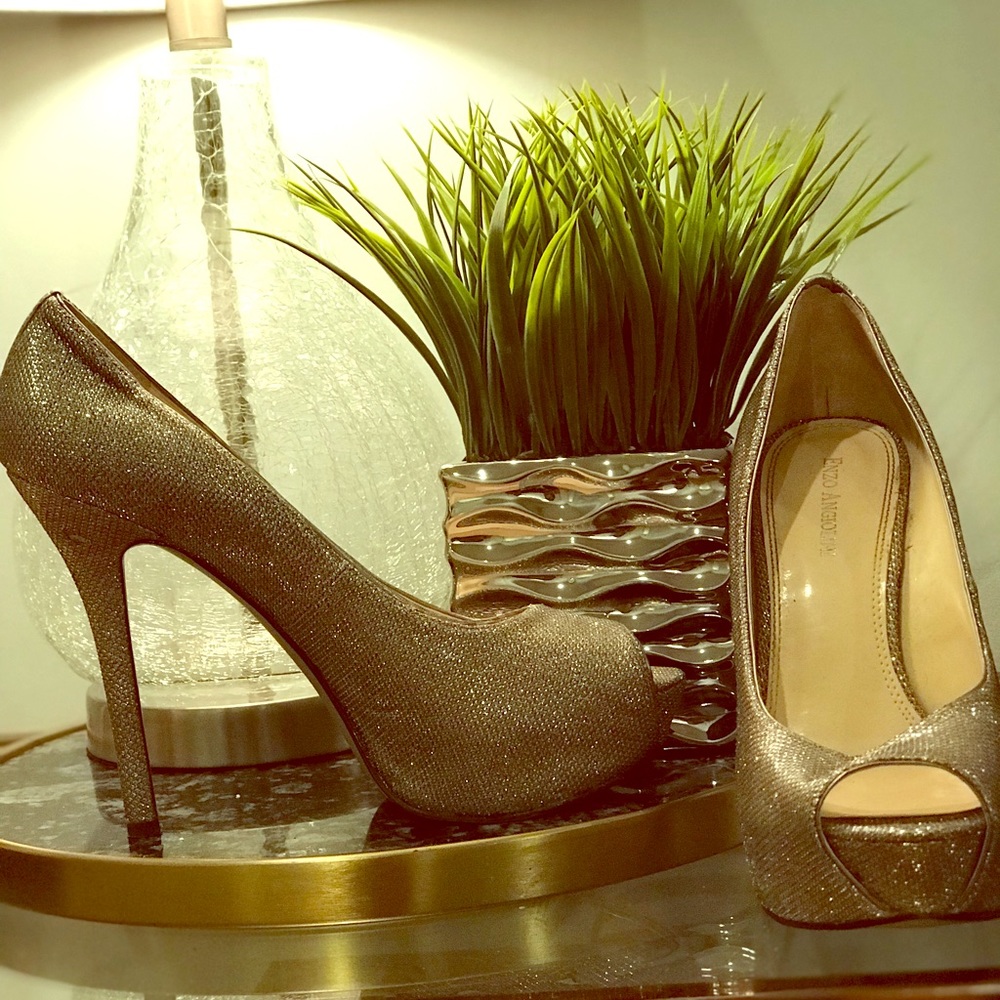 Sparkly Pewter Platform Heels